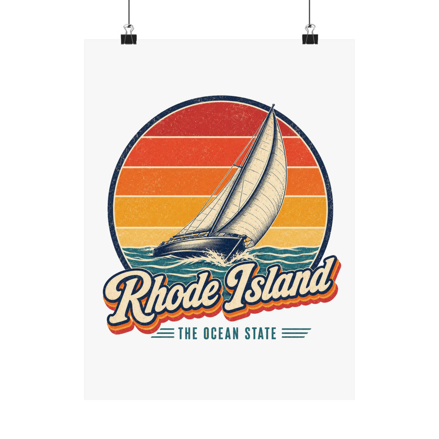 Rhode Island Sailboat Heeling Poster