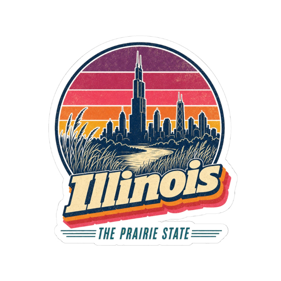 Illinois Retro Sunset Sticker