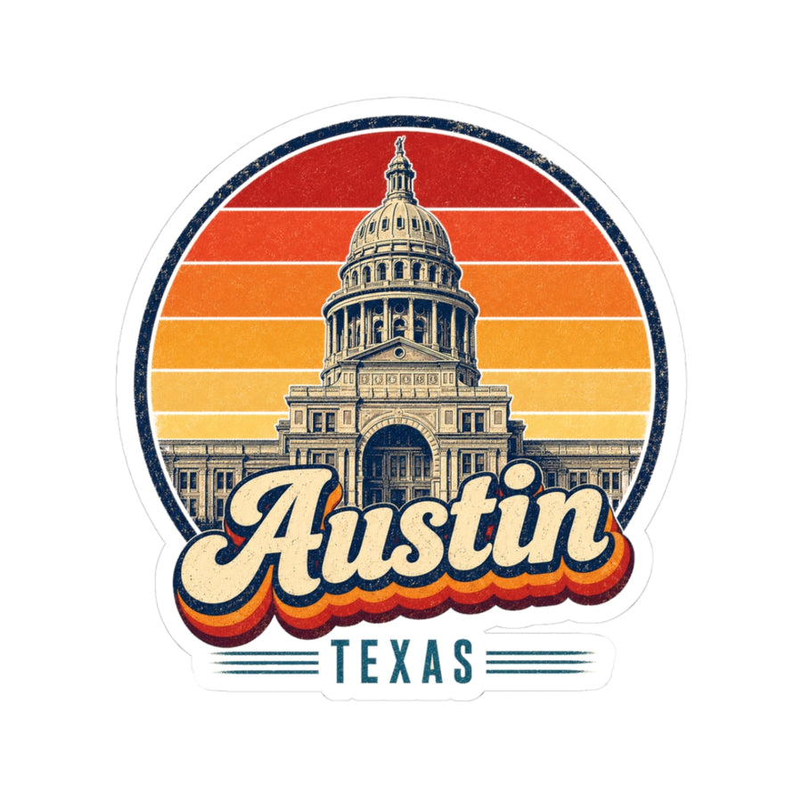 Austin Retro Sunset Sticker