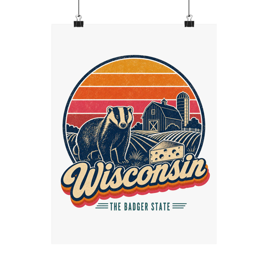 Wisconsin Retro Sunset Poster