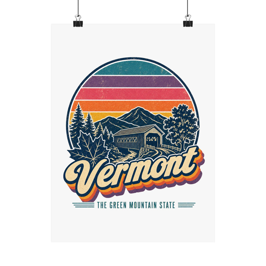 Vermont Retro Sunset Poster
