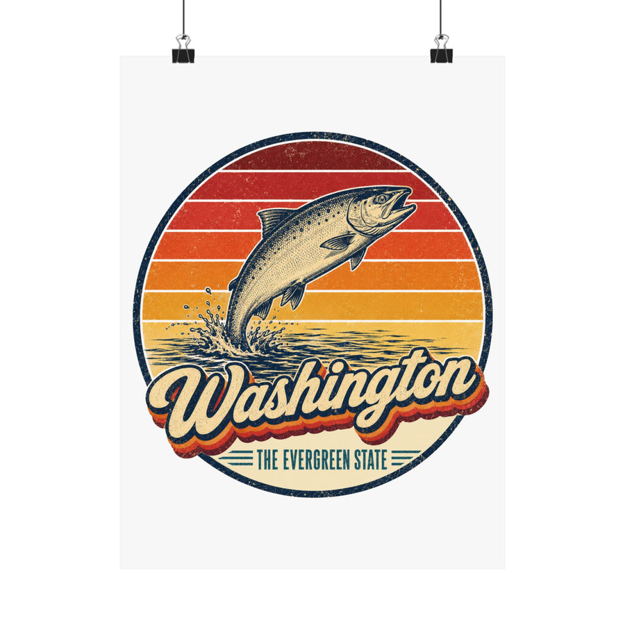 Washington Leaping Salmon Poster