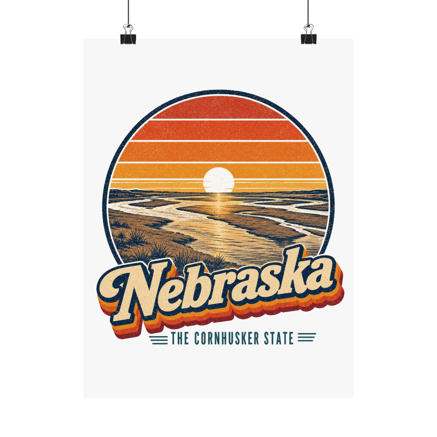 Nebraska Platte River Sunset Poster