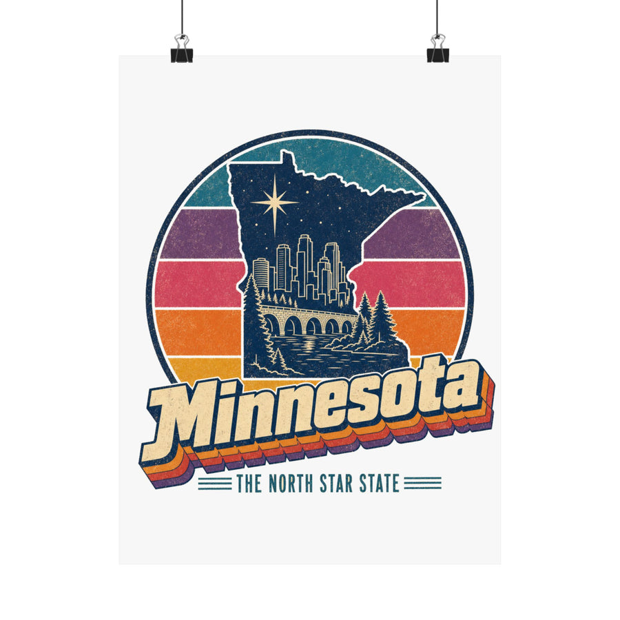 Minnesota Retro Sunset Poster