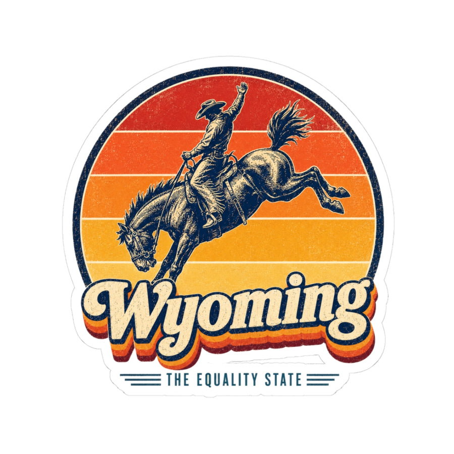 Wyoming Bucking Bronco Cowboy Sticker