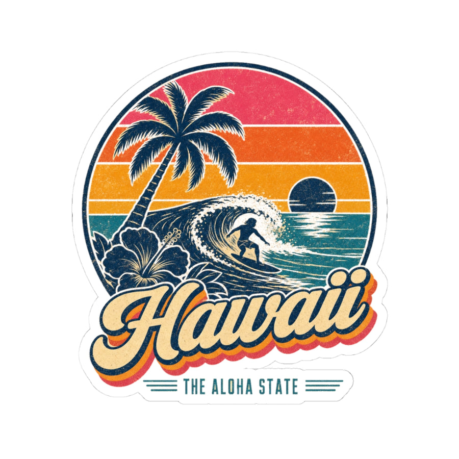 Hawaii Retro Sunset Sticker