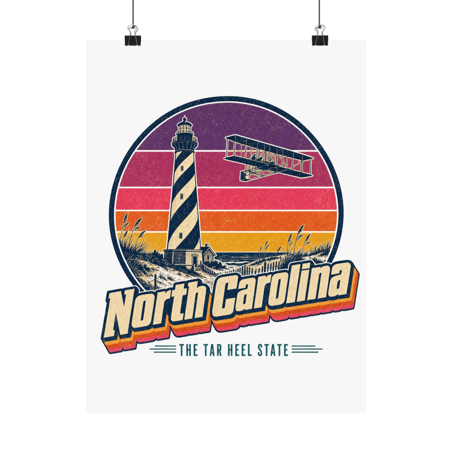 North Carolina Retro Sunset Poster
