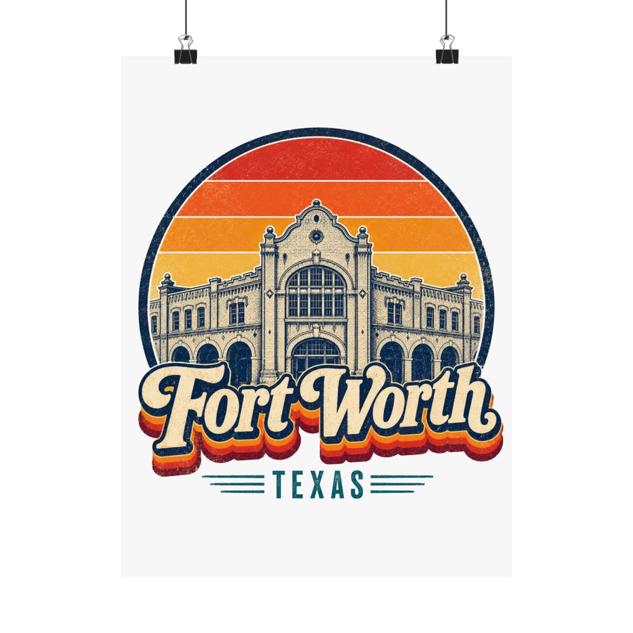 Fort Worth Retro Sunset Poster