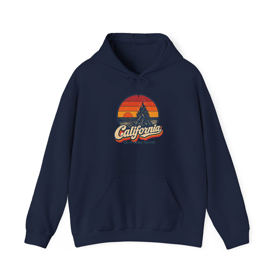 California Beach Sunset Bonfire Hoodie