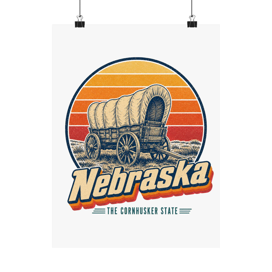 Nebraska Oregon Trail Covered Wagon Poster