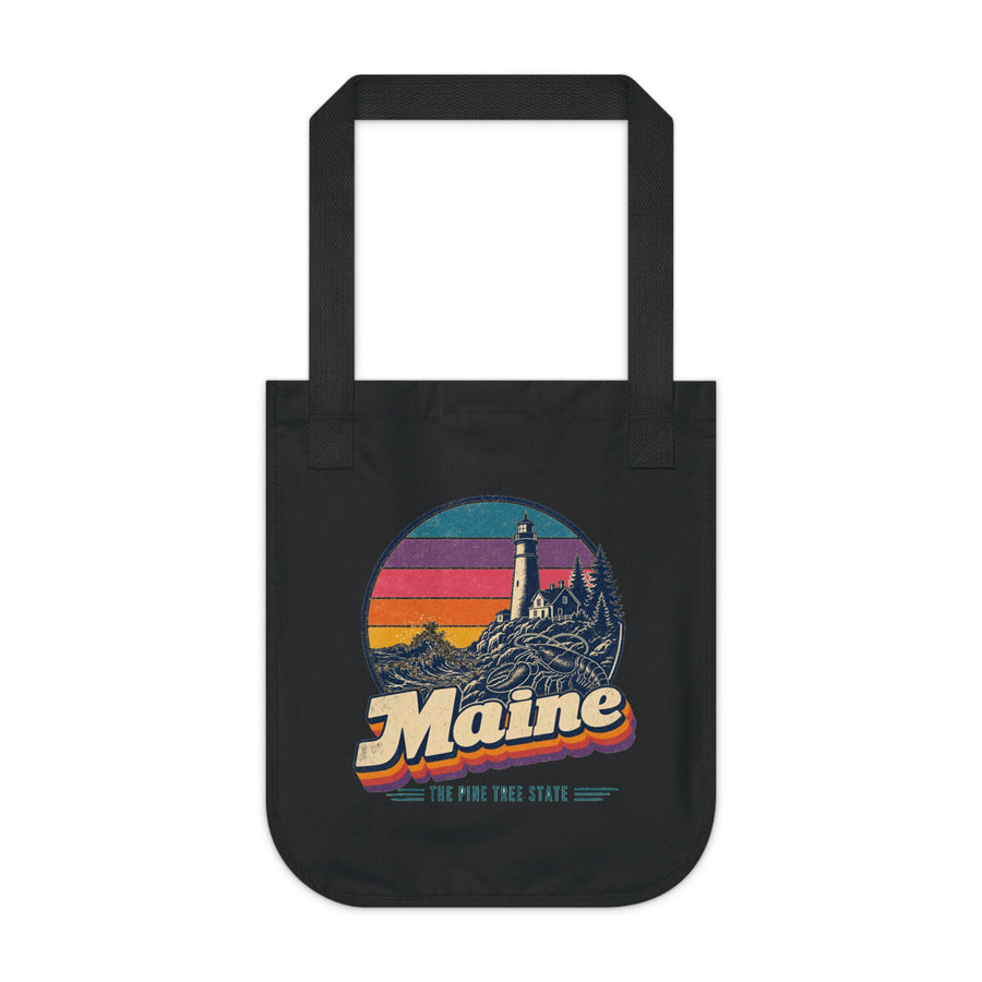 Maine Retro Sunset Tote Bag