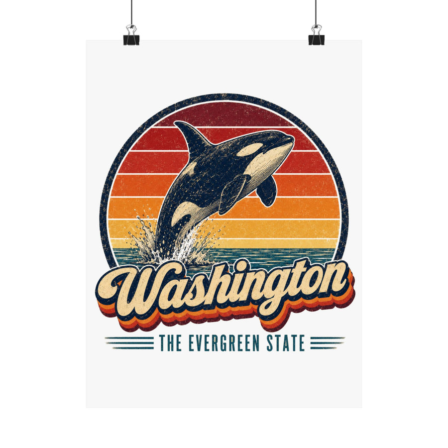 Washington Orca Whale Poster