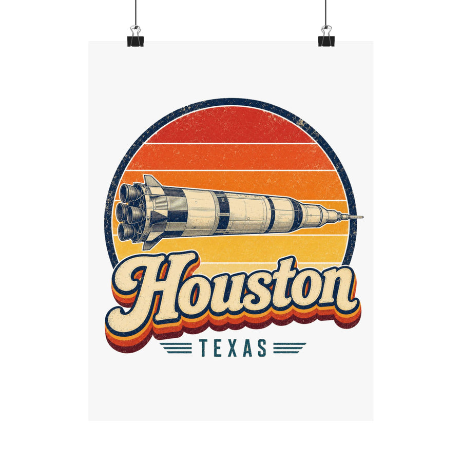 Houston Retro Sunset Poster