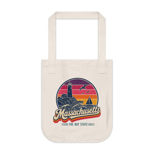 Massachusetts Retro Sunset Tote Bag