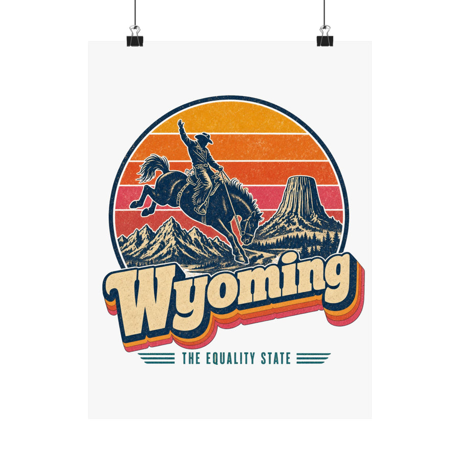 Wyoming Retro Sunset Poster