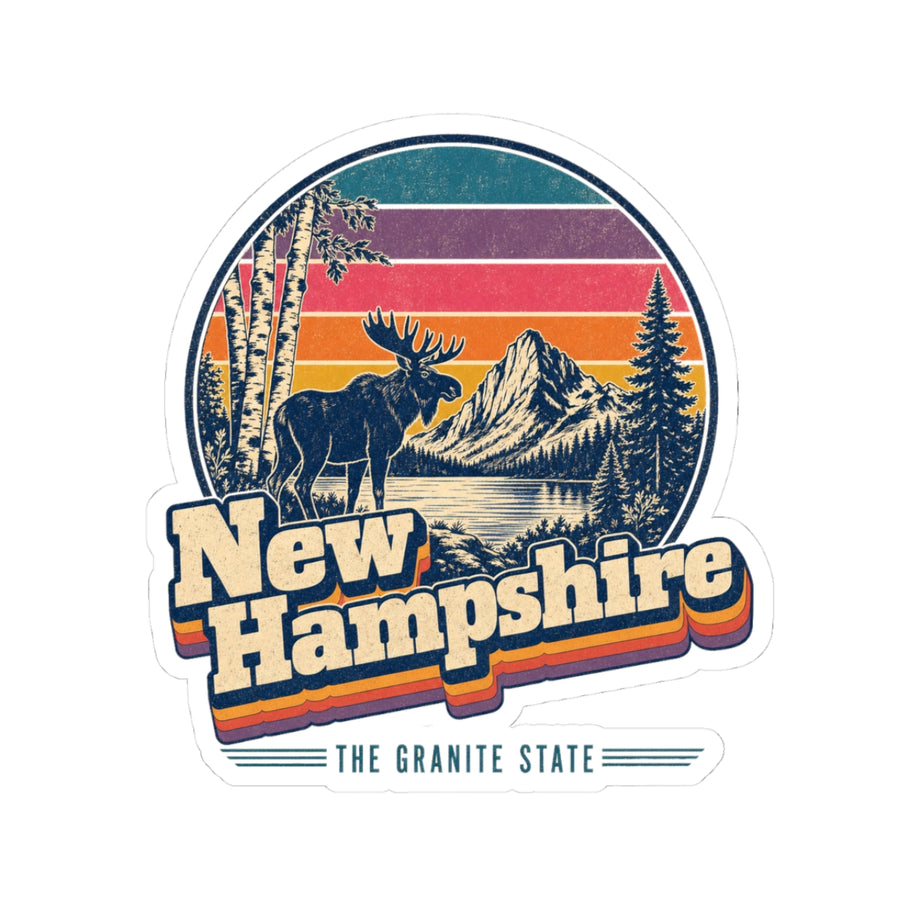 New Hampshire Retro Sunset Sticker