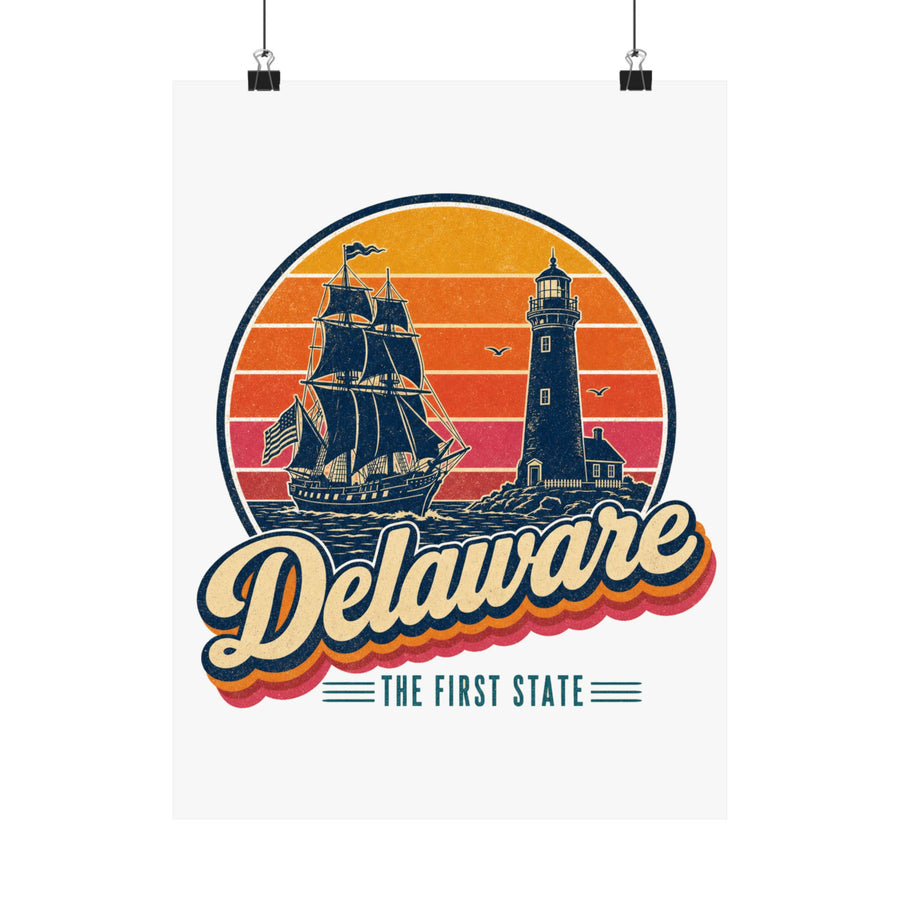 Delaware Retro Sunset Poster