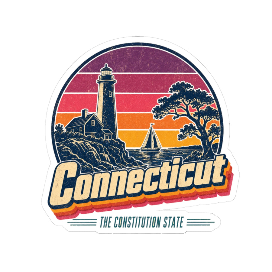 Connecticut Retro Sunset Sticker