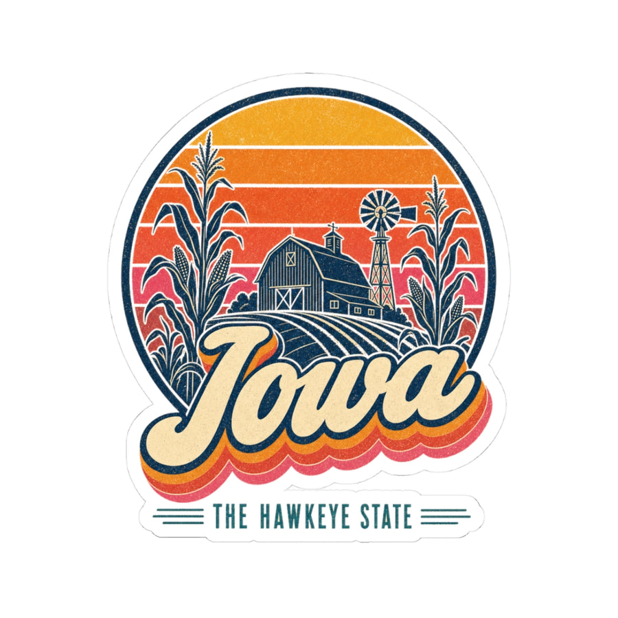 Iowa Retro Sunset Sticker