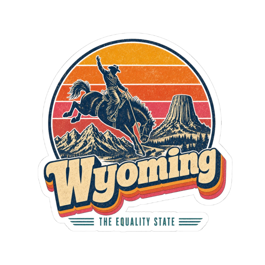 Wyoming Retro Sunset Sticker