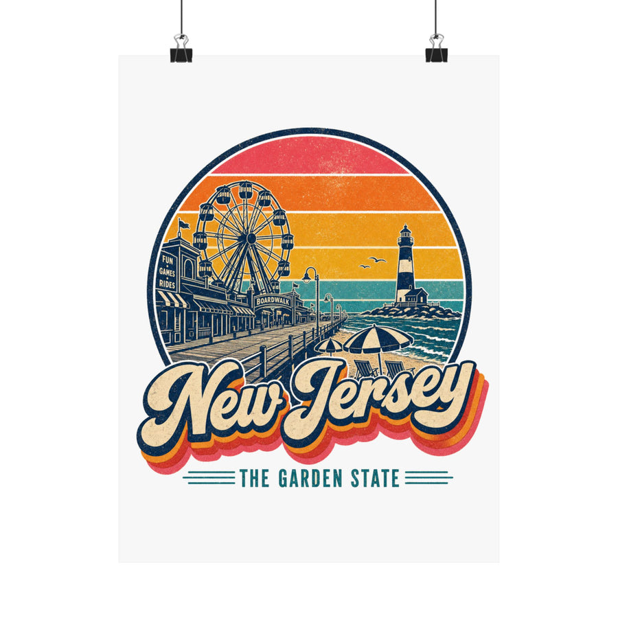 New Jersey Retro Sunset Poster
