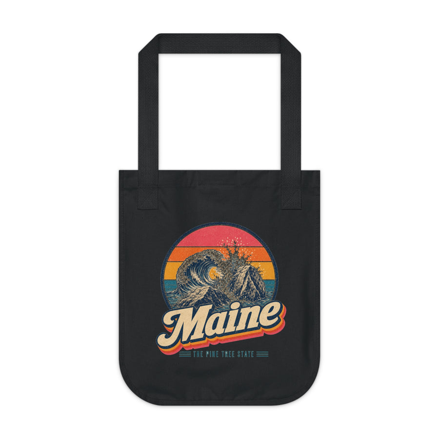 Maine Crashing Surf On Granite Tote Bag