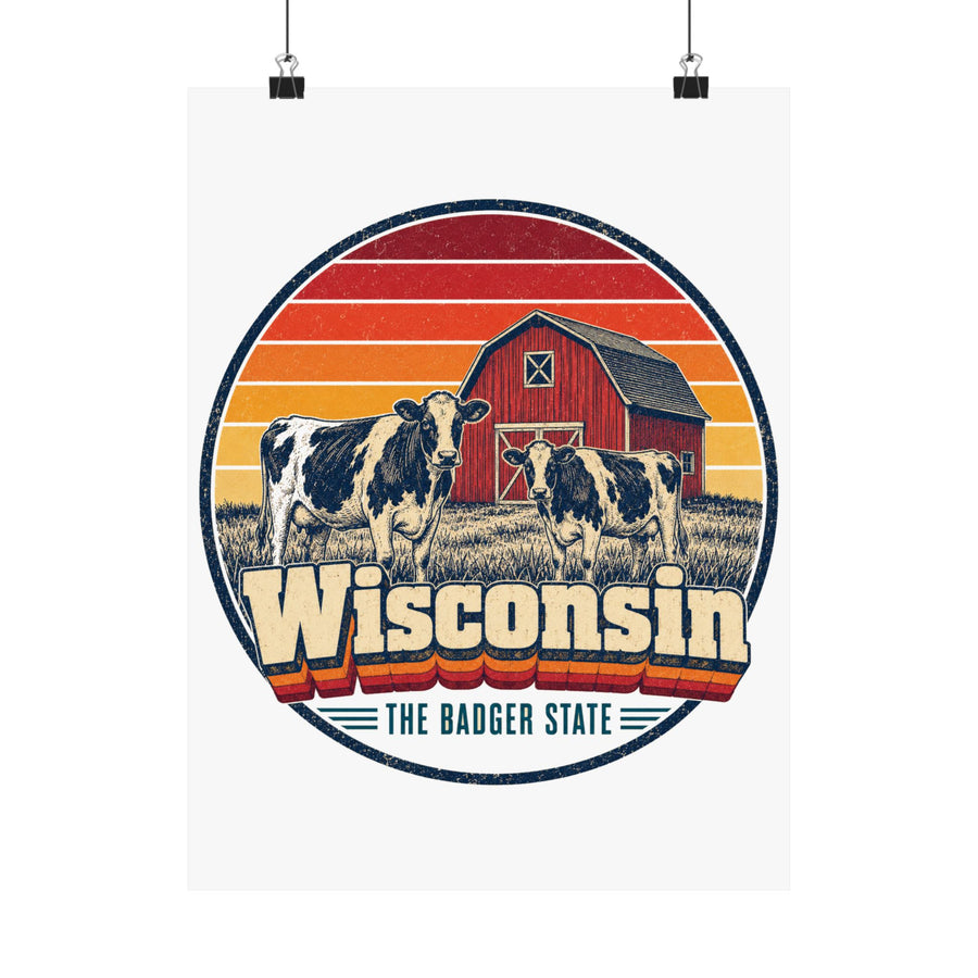 Wisconsin Dairy Cows Red Barn Poster