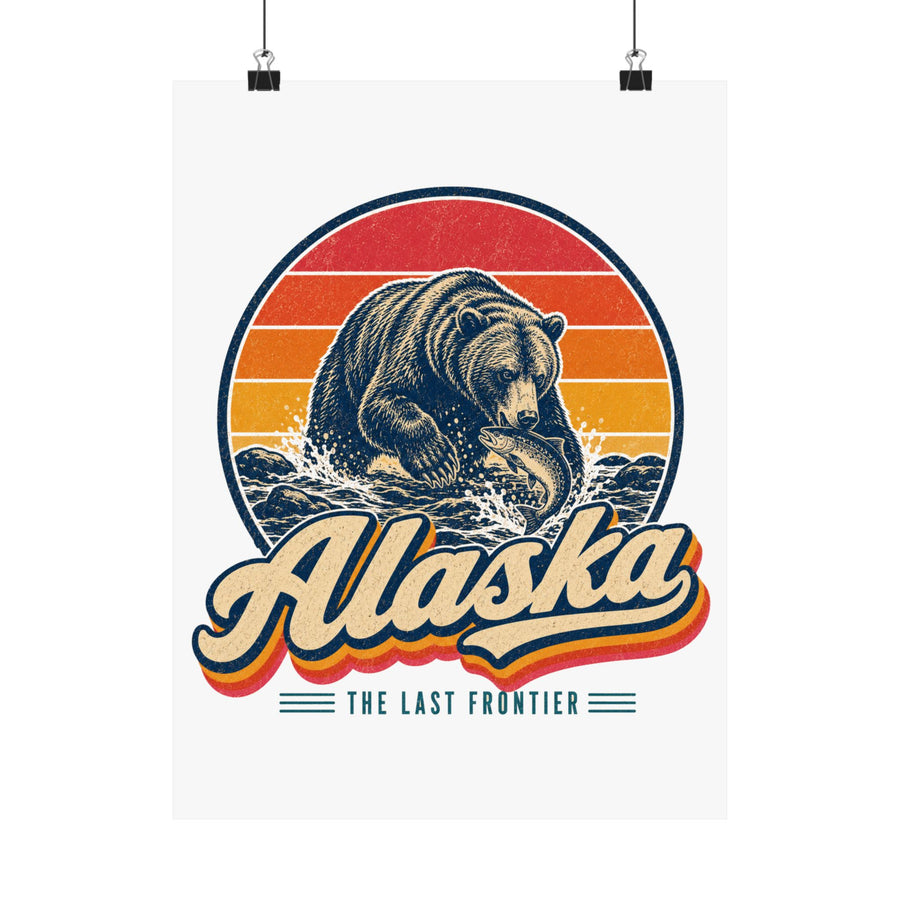Alaska Grizzly Bear Catching Salmon Poster