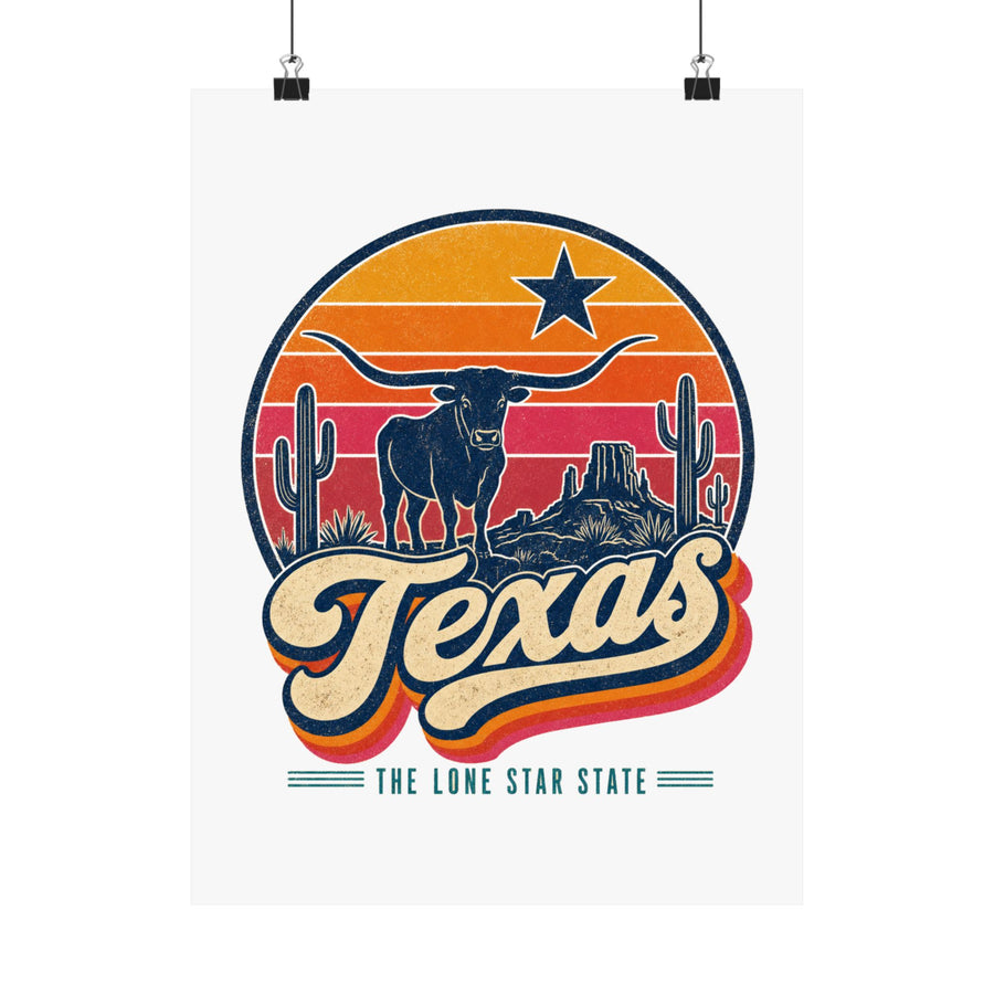 Texas Retro Sunset Poster