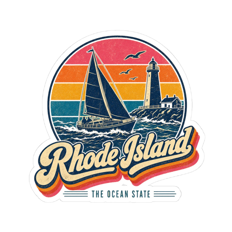 Rhode Island Retro Sunset Sticker