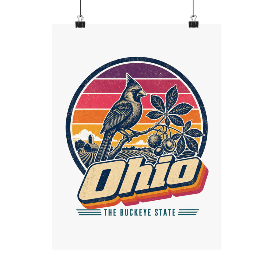 Ohio Retro Sunset Poster