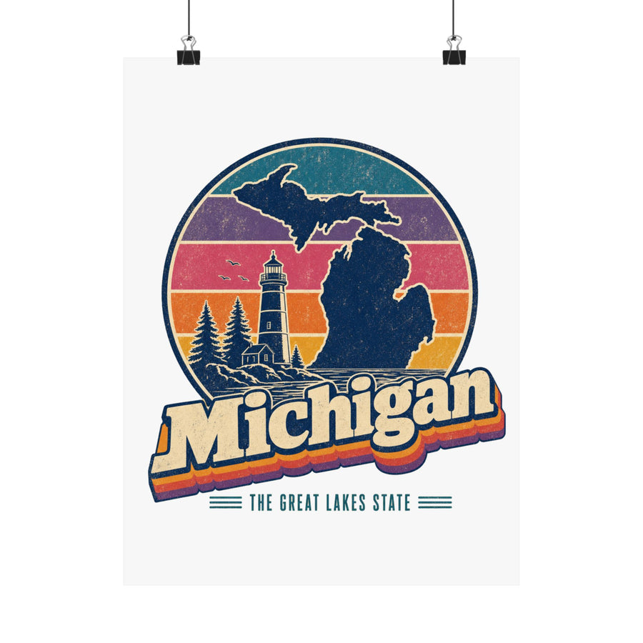 Michigan Retro Sunset Poster