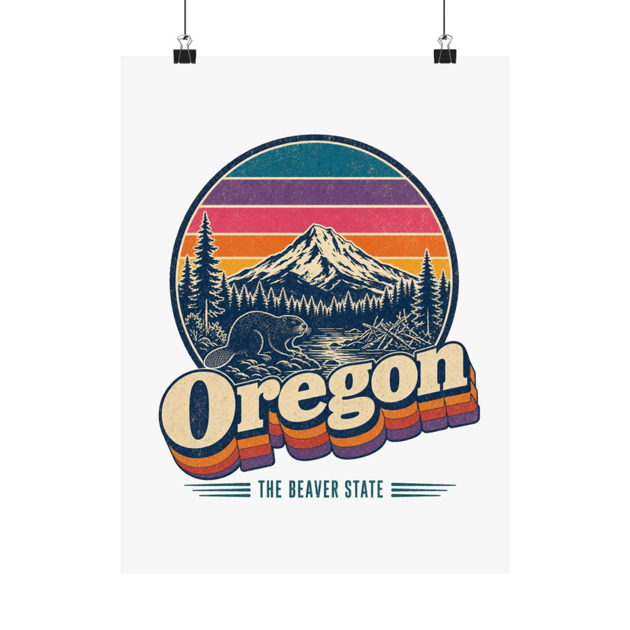 Oregon Retro Sunset Poster