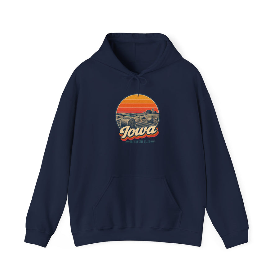 Iowa Hay Bales At Sunset Hoodie
