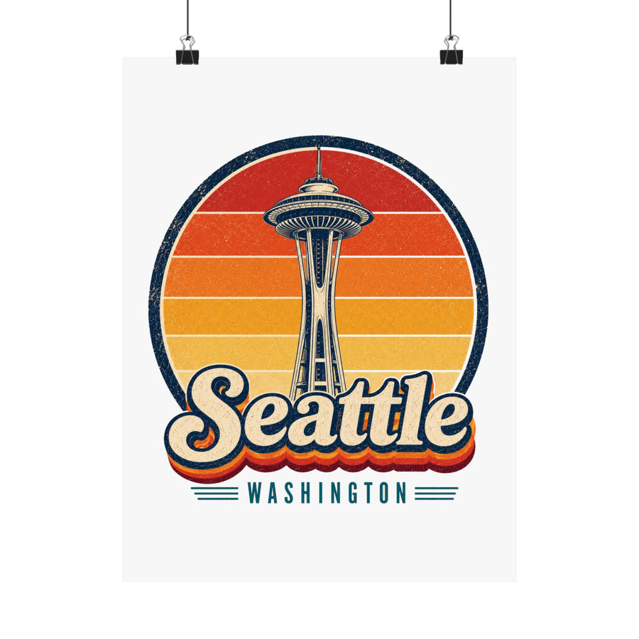 Seattle Retro Sunset Poster