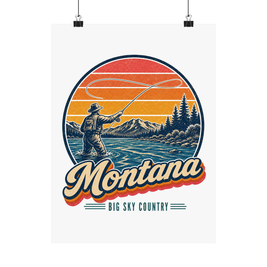 Montana Fly Fishing River Poster