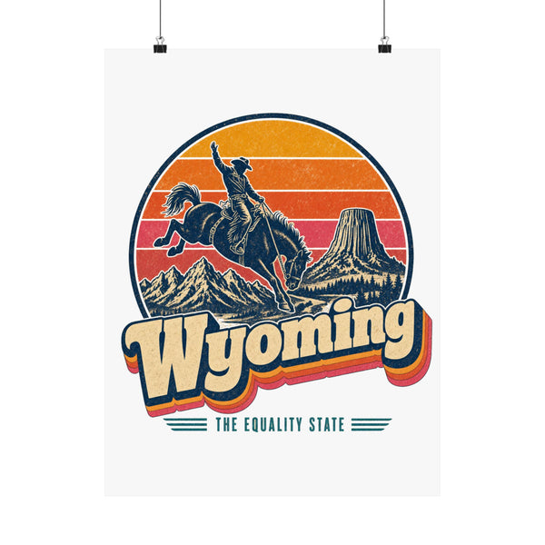 Wyoming Retro Sunset Poster