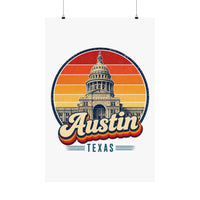 Austin Retro Sunset Poster