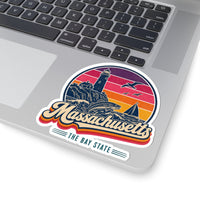 Massachusetts Retro Sunset Sticker