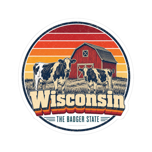 Wisconsin Dairy Cows Red Barn Sticker