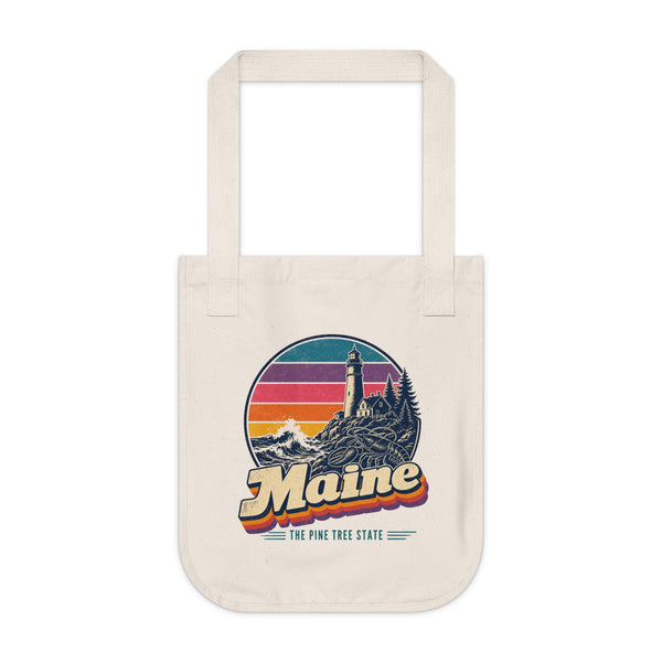 Maine Retro Sunset Tote Bag