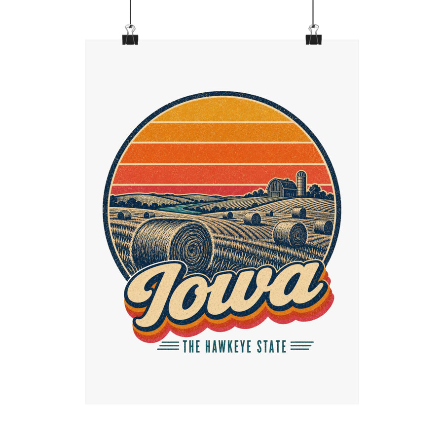 Iowa Hay Bales At Sunset Poster