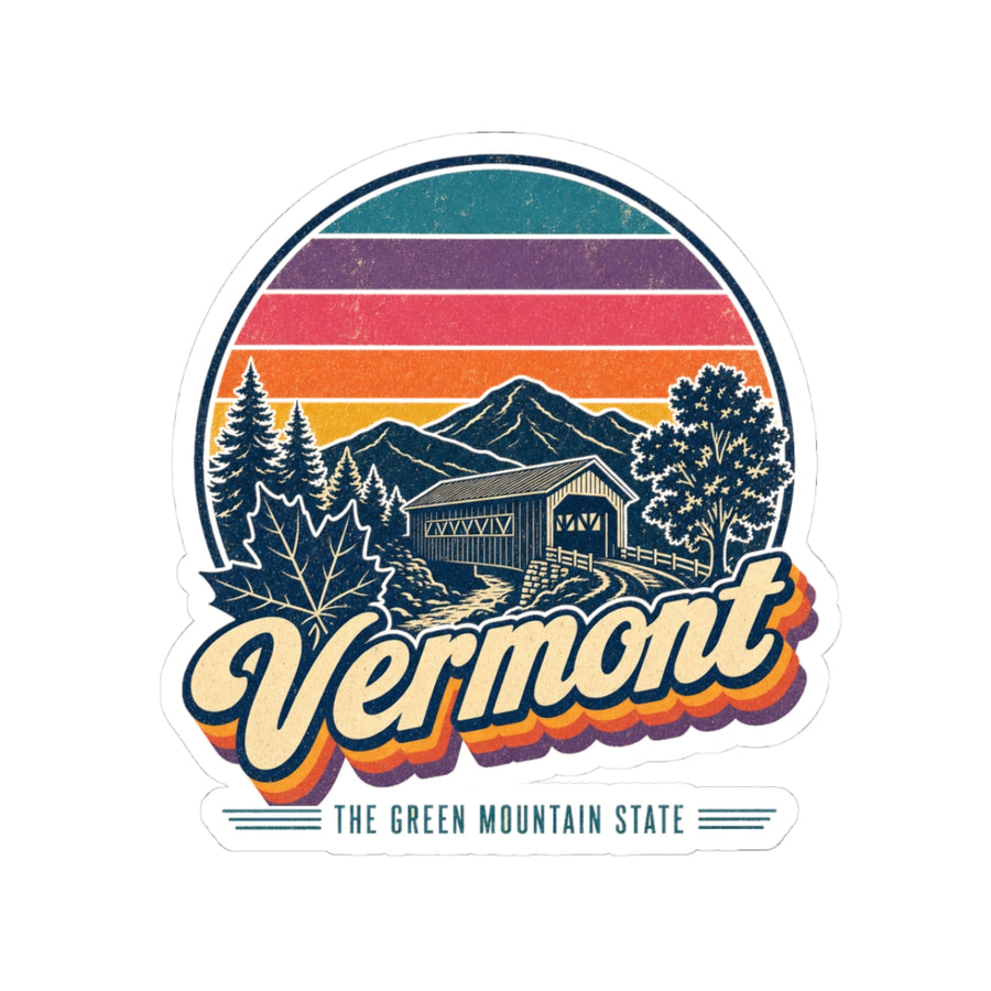 Vermont Retro Sunset Sticker