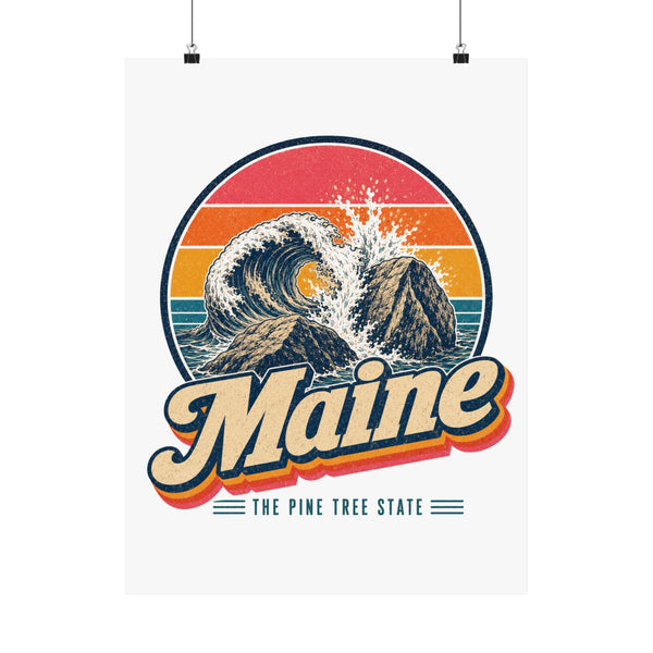 Maine Crashing Surf On Granite Poster