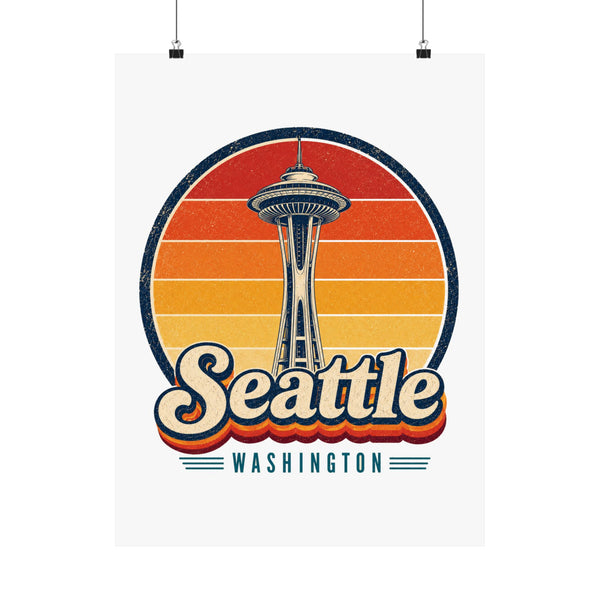 Seattle Retro Sunset Poster