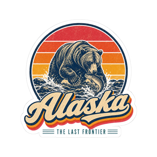 Alaska Grizzly Bear Catching Salmon Sticker