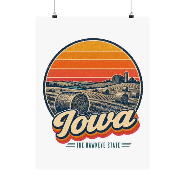 Iowa Hay Bales At Sunset Poster