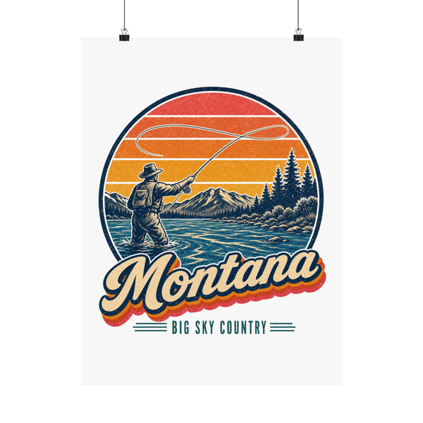 Montana Fly Fishing River Poster