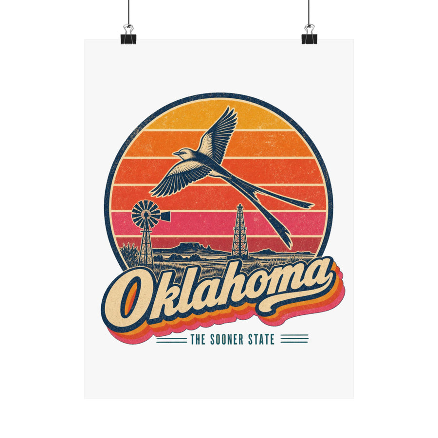 Oklahoma Retro Sunset Poster