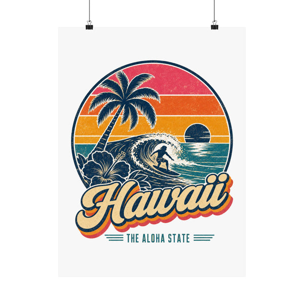 Hawaii Retro Sunset Poster
